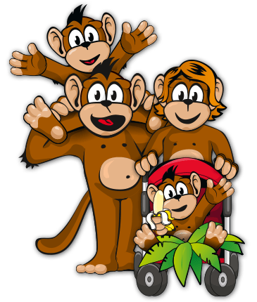 Tummel Dschungel Affe freut sich